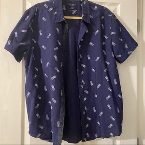 Men’s GUESS blue polo button down